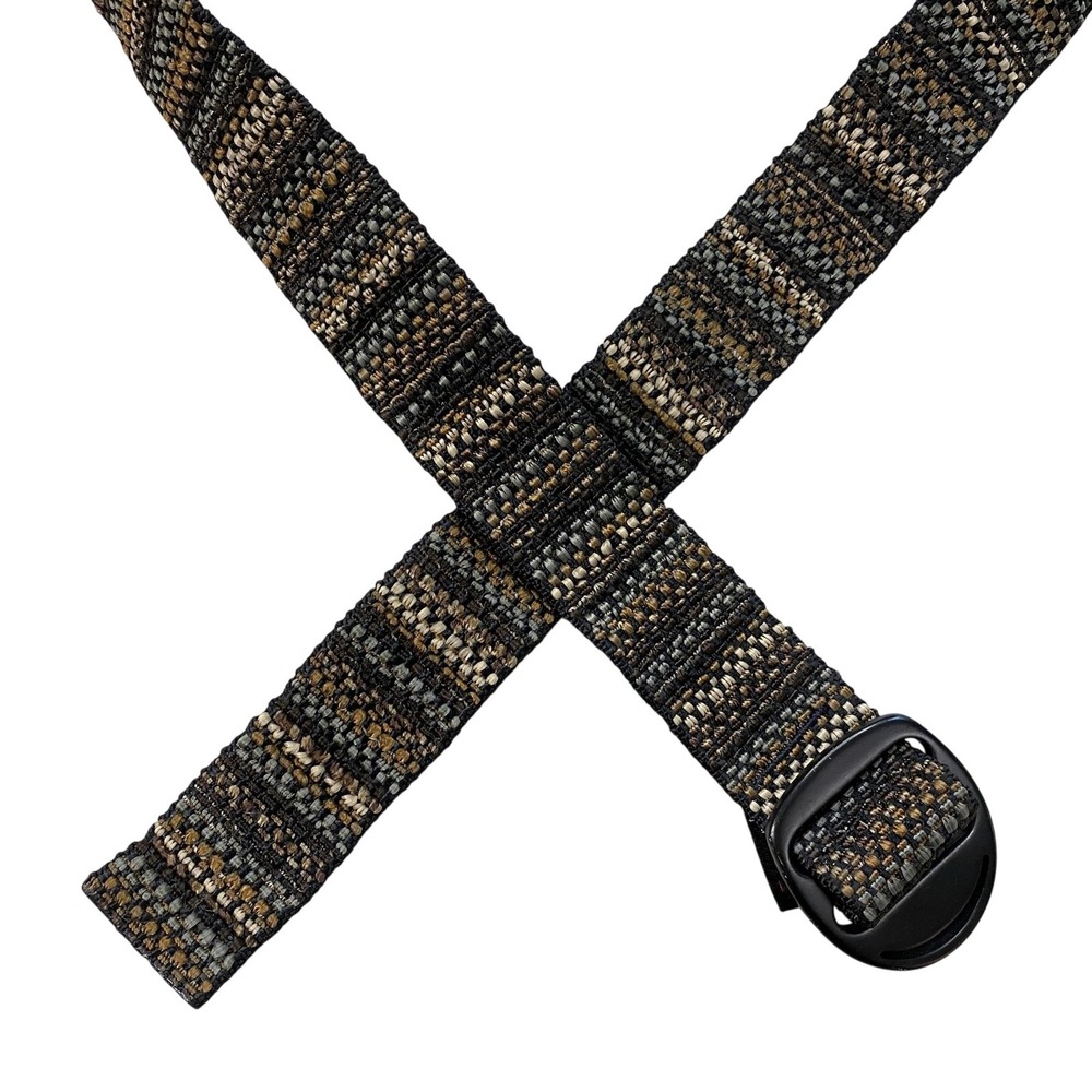 Bison Designs Belt Mens Large 45"L Brown Striped Nylon Webbing D Ring USA